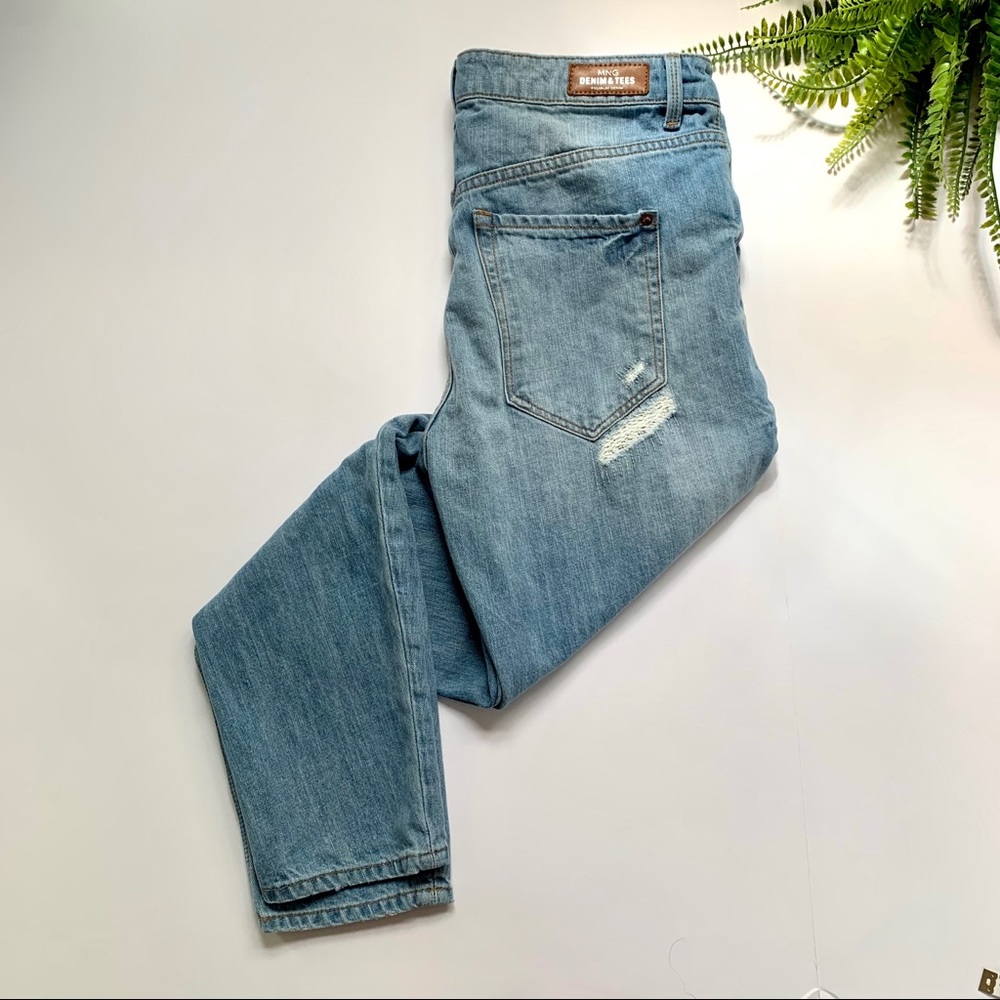 NEW Mango Angie Light Washed Distress Boyfriend Jeans